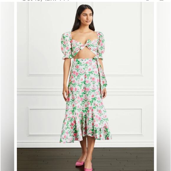 Hill House Isabella Crop Top in Pink Roses Medium NWT - Picture 4 of 9